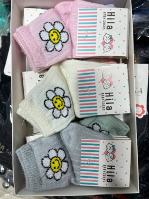 (12جفت)جوراب نوزادی نخ پنبه اعلا جعبه دارکد5007