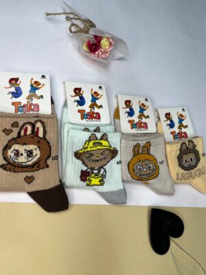 جوراب بچه گانه(12جفت)نیم ساق طرح لبوبوکد5041