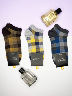 جوراب مردانه مچی(12جفت)طرح چهار خانه کد1238