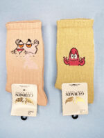 جوراب فانتزی(12جفت)ساق بلندپلنگ صورتی کد3043