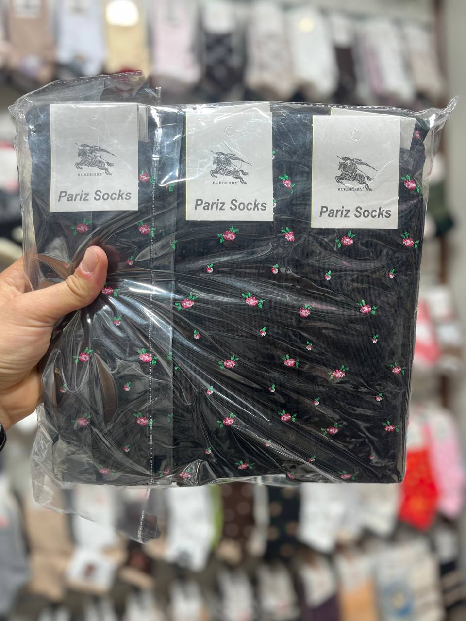 جوراب بالای زانو(12جفت)طرح گل تک رنگ مشکی کد2173 2 جوراب بالای زانو(12جفت)طرح گل تک رنگ مشکی کد2173