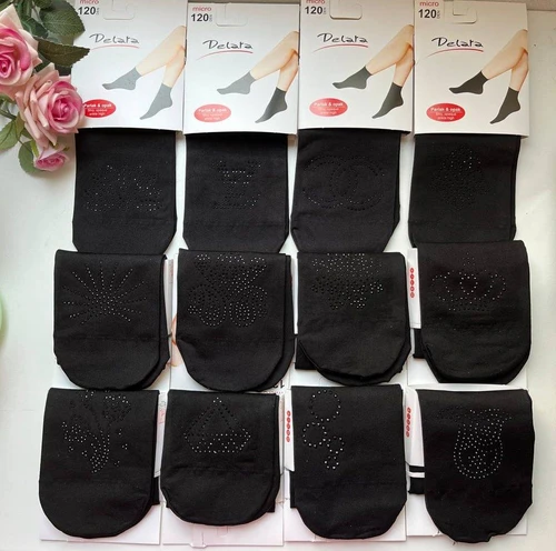 جوراب زنانه دوربع نگین دار(12جفت)نخ ساپورتی اعلا جوراب زنانه دوربع نگین دار(12جفت)نخ ساپورتی اعلا