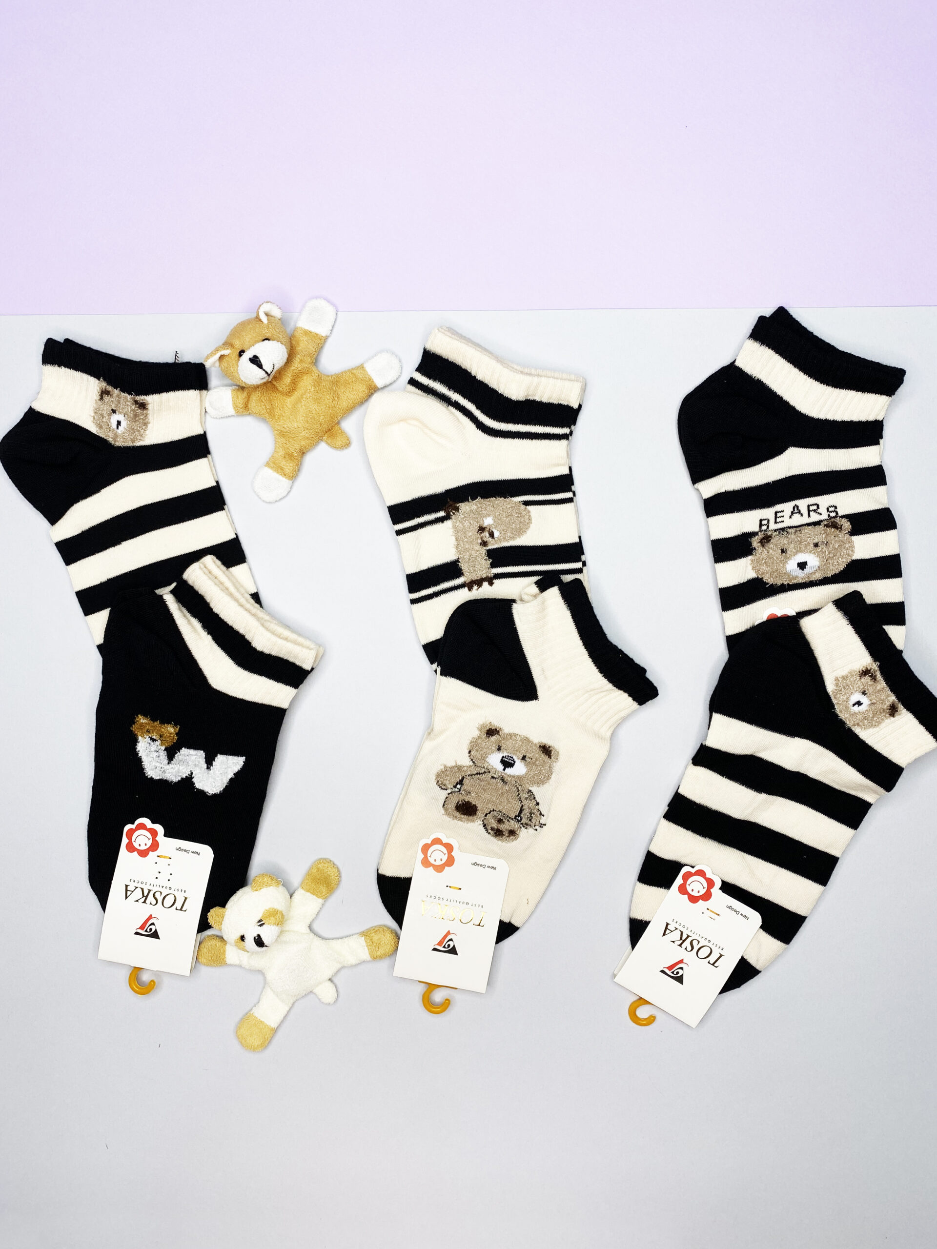 جوراب مچی زنانه(10جفت)طرح تدی بوکله دار کد2165 جوراب مچی زنانه(10جفت)طرح تدی بوکله دار کد2165