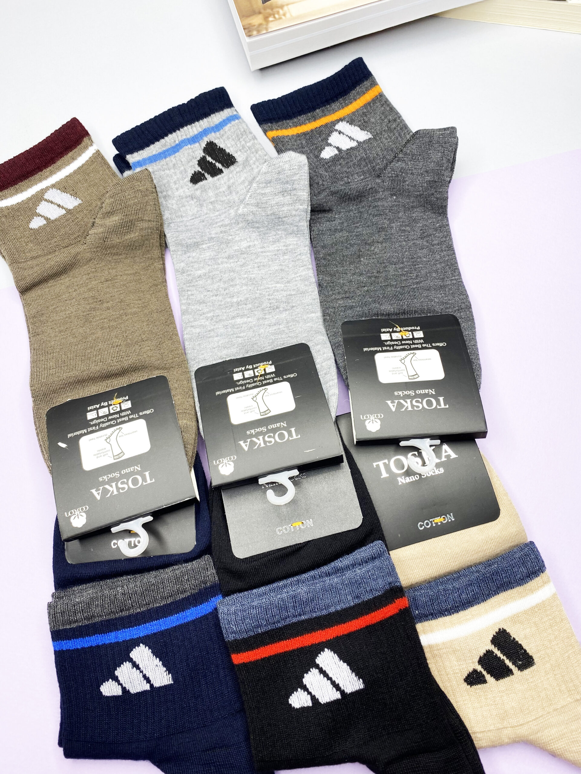 IMG_5212 جوراب مردانه نیم ساق(12جفت)طرح آدیداس کد1243