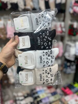 جوراب نیم ساق زنانه(12جفتی)طرح فندی کد2164