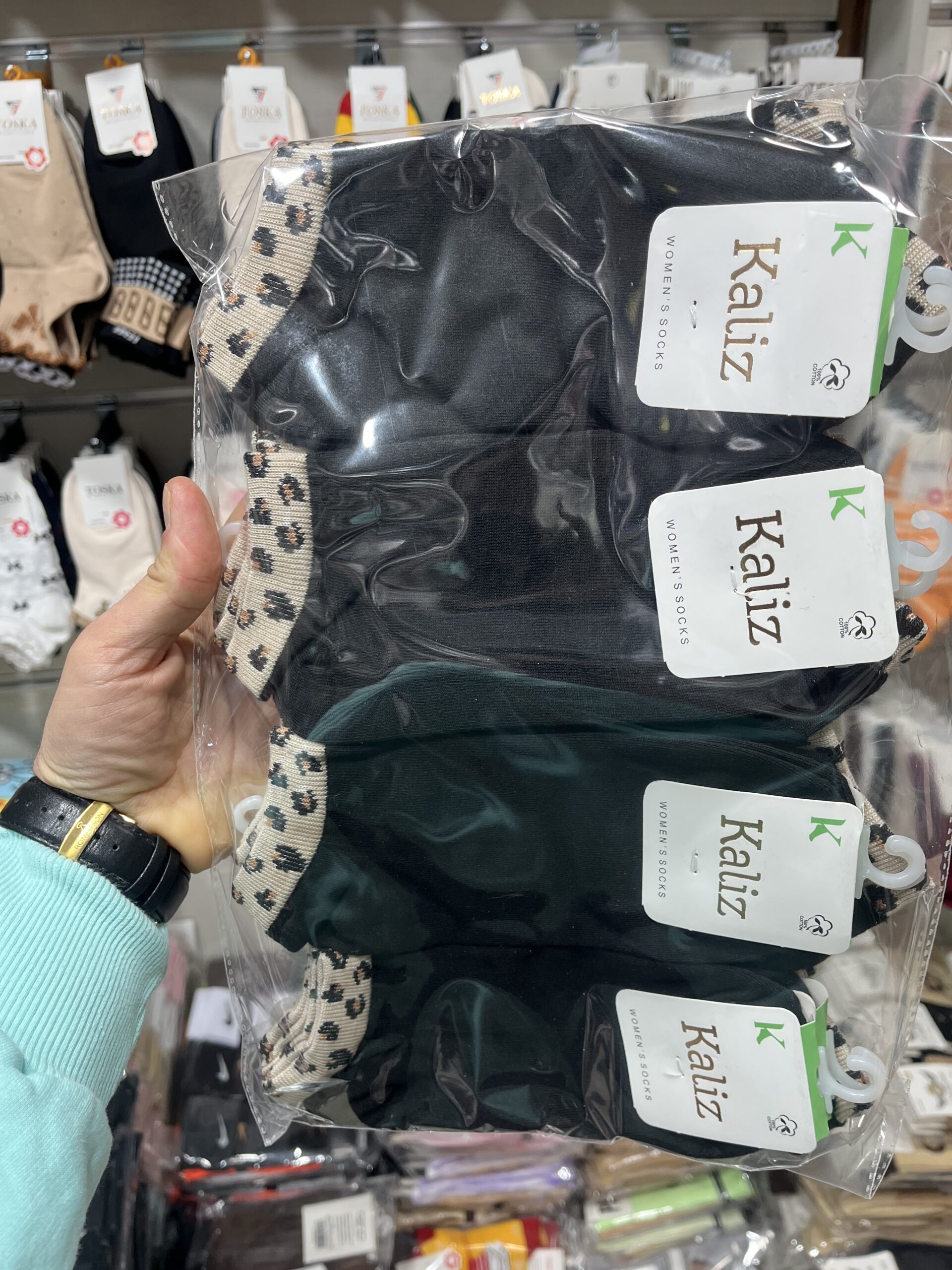 جوراب مچی زنانه(12جفت)طرح کش پلنگی کد2377 1 جوراب مچی زنانه(12جفت)طرح کش پلنگی کد2377