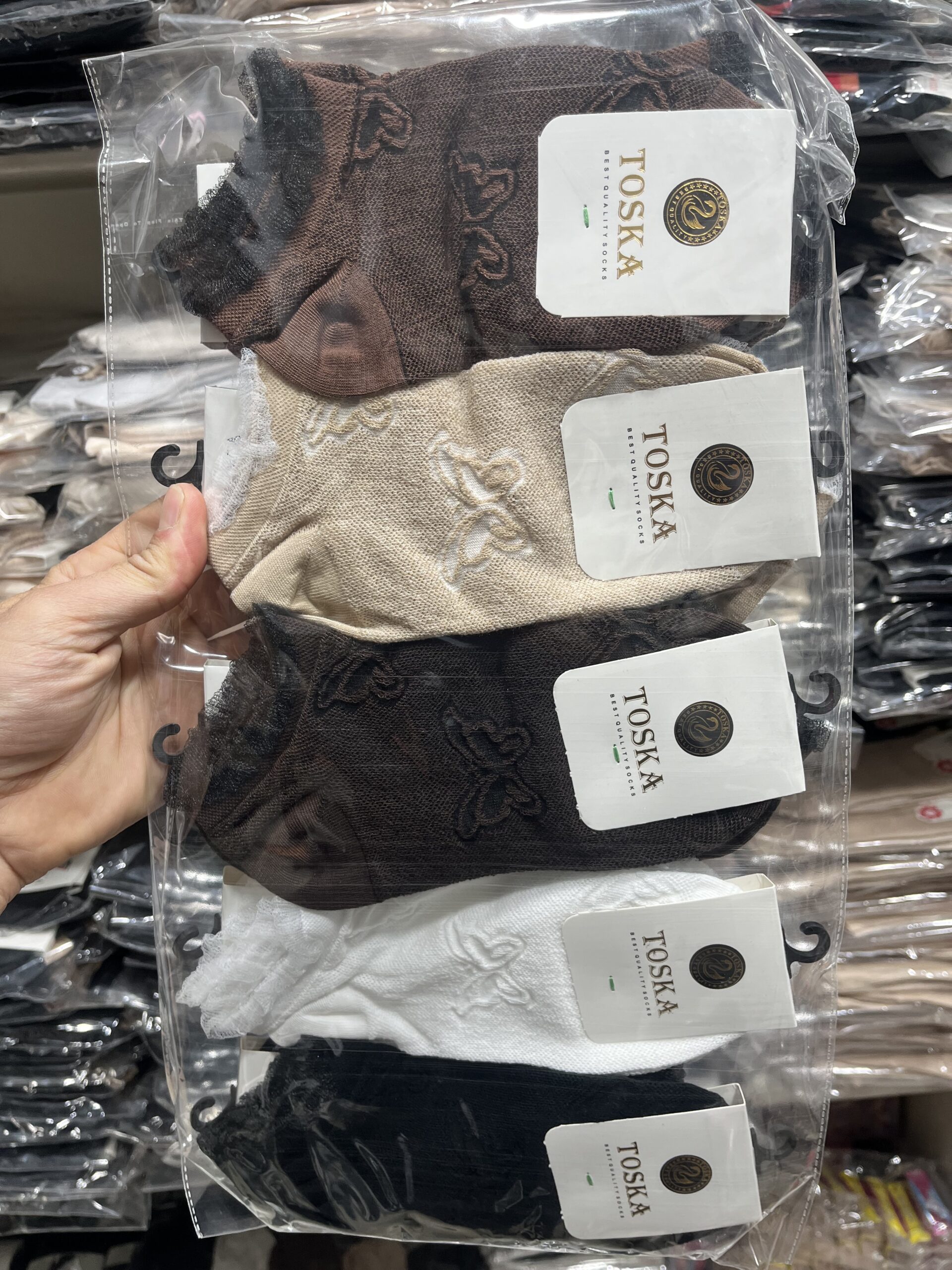 جوراب زنانه مچی تور و نخ (10جفت)طرح پروانه کد2395 2 جوراب زنانه مچی تور و نخ (10جفت)طرح پروانه کد2395