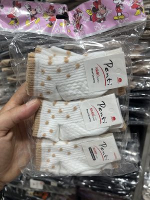 جوراب نوزادی کبریتی(12جفت)نخ پنبه طرح قلب کد5142