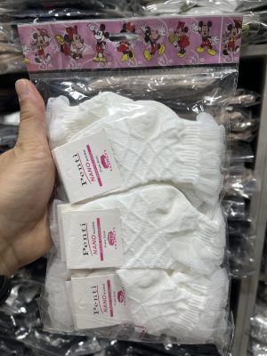 جوراب نوزادی لب تور(12جفت)نخ پنبه لوزی برجسته کد5141
