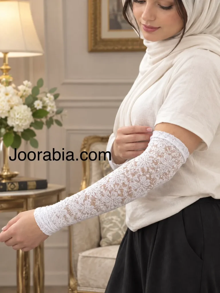 ساق دست زنانه تمام گیپوری سفید(12جفت) ساق دست گیپوری عمده