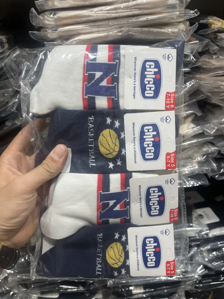 جوراب بچه گانه(12جفت)ساق بلند برند چیکو سایز5و6